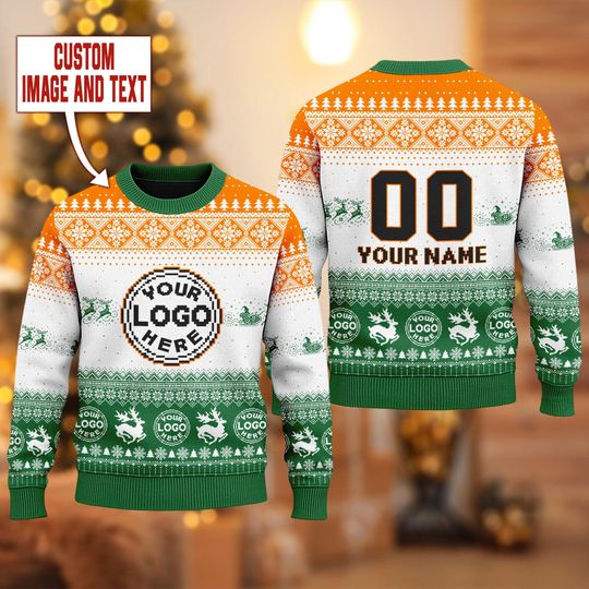 Personalized Logo Ugly Christmas Sweater, Custom Your Logo Sweater, Custom Photo Sweatshirt, Company Logo Team Xmas Holiday Gift
