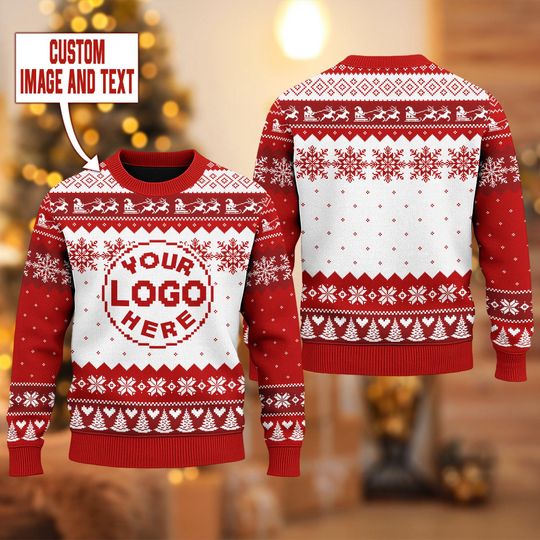 Personalized Logo Ugly Christmas Sweater, Custom Your Logo Sweatshirt, Custom Photo Ugly Sweater, Company Logo Team Xmas Holiday Shirt