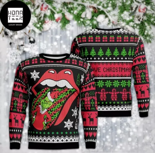 Rolling Stones X funny character 2024 Funny Ugly Christmas Sweater