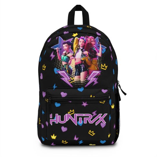 Discover Huntrix Black Backpack, K-Pop Demon Hunter Movie Bag, Back to School Supplies