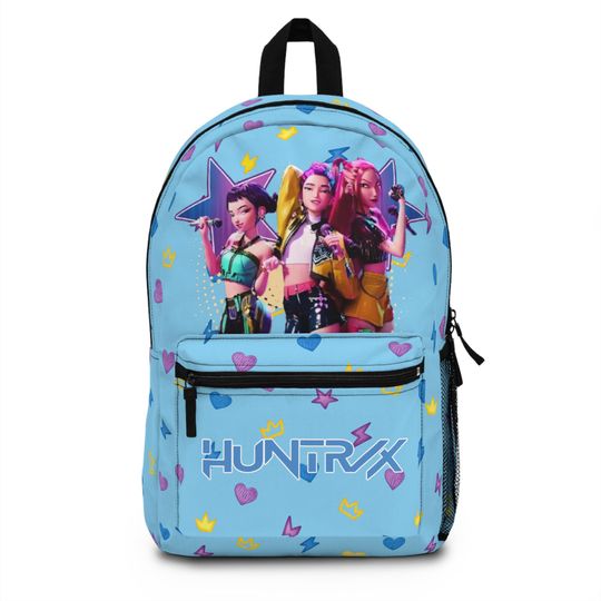 Huntrix Sky Blue Backpack, K-Pop Demon Hunter Movie Bag, Anime Style Bookbag for Students