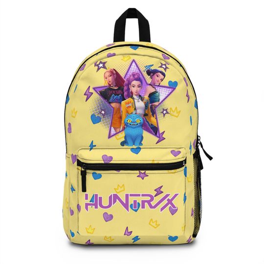 Huntrix K-Pop Demon Hunters Backpack in Pastel Yellow, Back to School Student Gift