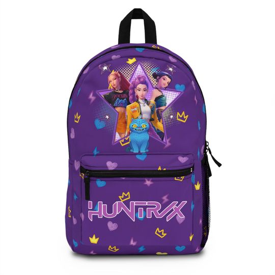 Discover Huntrix K-Pop Demon Hunters Backpack in Deep Purple, Back to School Fandom Gift
