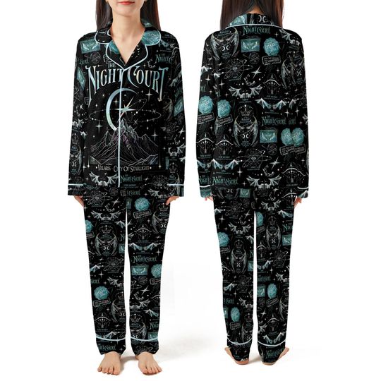Acotar Night Court Pajamas Set, Velaris Pajamas Long Sleeves, City of Starlight Court of Dreams, Inner Circle Bookish Shirt, Bookworm Gift