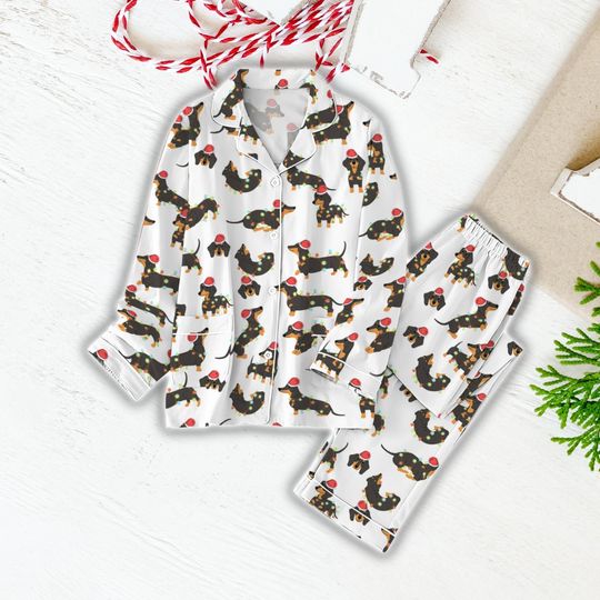 Discover Dachshund Christmas Pajamas Set, Animal Lover Matching Pajamas, Dachshund Family Pajamas, Pet Kid Pajamas, Christmas Holiday Pajamas