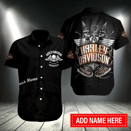 Discover Haarleyy Davidson Custom Button Hawaiian  Shirt, Button Up Shirt For Men