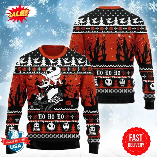 Jack Skellington And Zero Nightmare Before Christmas Ugly Sweater