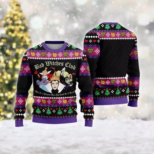 Bad Witches Club Villains Xmas Holiday Evil Villains Christmas Ugly Sweater