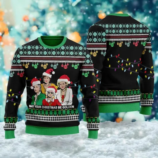 BG May Your Christmas Be Golden Ugly Christmas Sweater, Golden Sister Girl Group