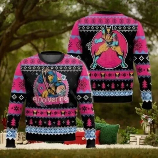 Wolverine Marvel Pink Snowflakes Ugly Christmas Sweater Full Sizes