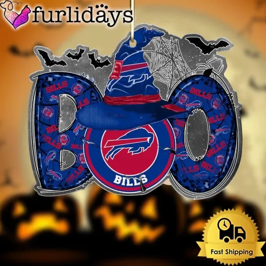 Personalized Buffalo Football Team Bills Boo Halloween Ornament Gift Decor