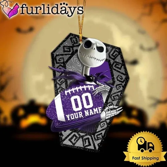 Personalized Minnesota Football Team Vikings Jack Skellington Halloween Ornament