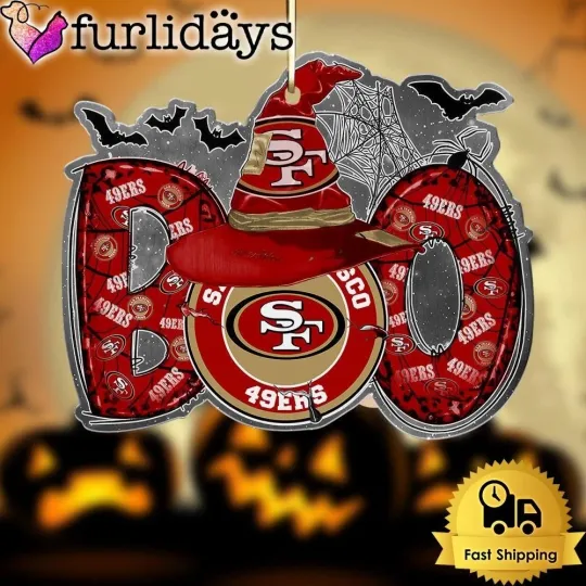 Personalized San Francisco Football Team 49ers Boo Halloween Ornament Gift Decor