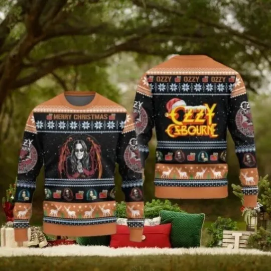 Discover Ozzy Ozbourne Merry Christmas Ugly Christmas Sweater Full Sizes