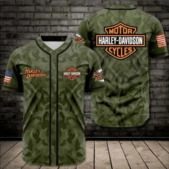 Harley Motor Racing Davidson Motorcycle Graphic Baseball Jersey