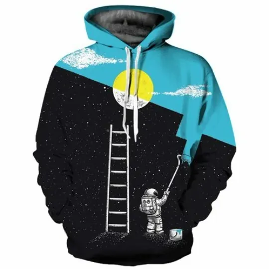 Astronaut Galaxy 3D Print Hoodie Pullover Sweatshirt for Men Women
