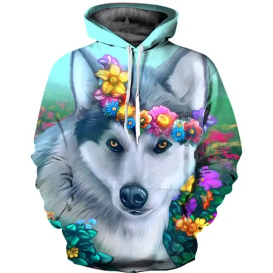 Galaxy Wolf 3D Print Hoodie Pullover Sweatshirt for Women and Men