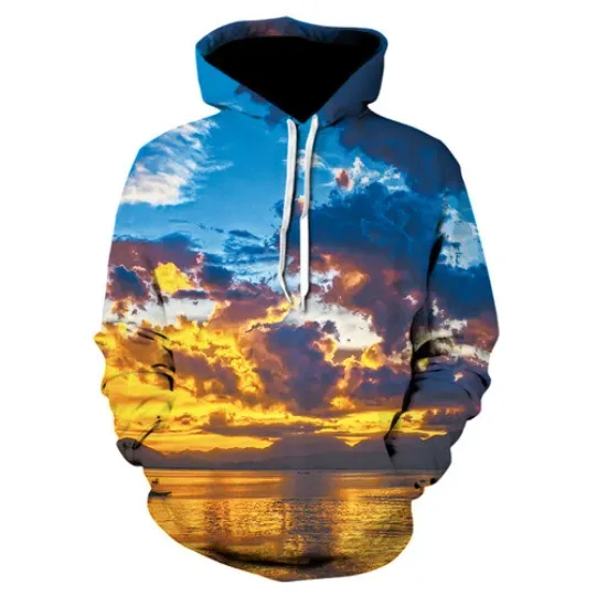 Discover Women Men 3D Print Hoodie Pullover Sweatshirt with Natural Scenery