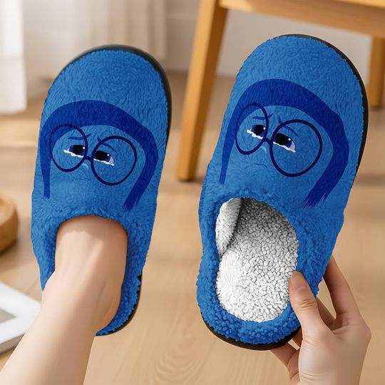 Inside Out Cozy Slipper, Inside Out Sadness Character Cozy Shoes, Disneyland Movie Slipper, Sadness Comfortable House Shoes