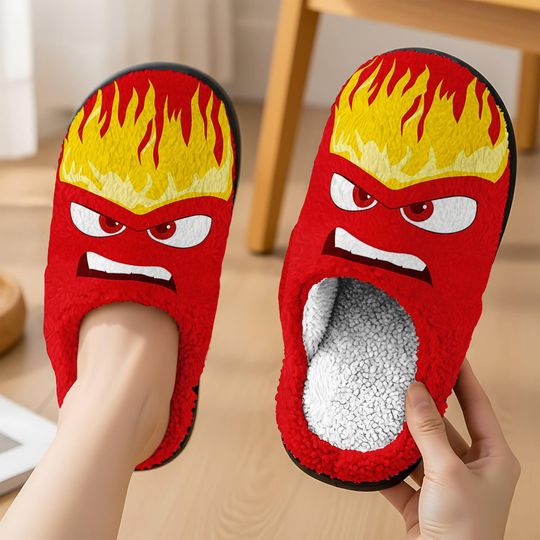 Inside Out Cozy Slipper, Inside Out Anger Character Cozy Shoes, Disneyland Movie Slipper, Anger Comfortable House Shoes