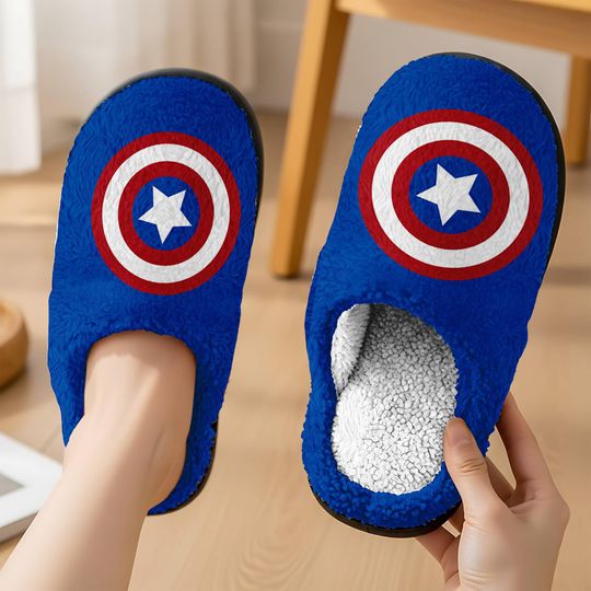 Captain America Slipper Captain America Disneyland Superhero Slipper, Avengers Movie Lovers Slipper, Comics Comfortable House Shoes