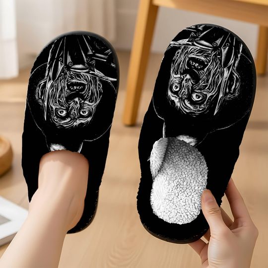 Freddy Kruege Cozy Slipper Spooky Season Slipper, Horror Halloween A Nightmare On Elm Street Movie Slipper, Comfortable House Shoes