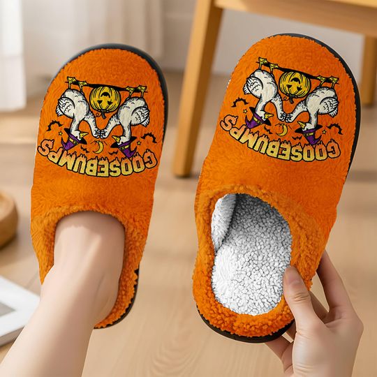 Goose Bumps Halloween Cozy Slipper Spooky Season Party Slipper, Trick Or Treat, Goosebumps Fan Gifts Slipper, Comfortable House Shoes
