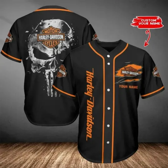 Discover Harley Motor Davidsonn Casual Button Baseball Jersey