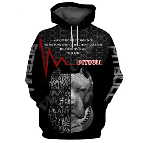 Discover Pitbull Dogs 3D Print Hoodie for Women and Men Casual Sweatshirt