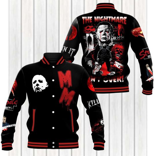 Discover Michael Myers Baseball Jacket, Horror Movie Jacket, Halloween Movie Streetwear, Scary Character Bomber Jacket For Men, Halloween Gifts