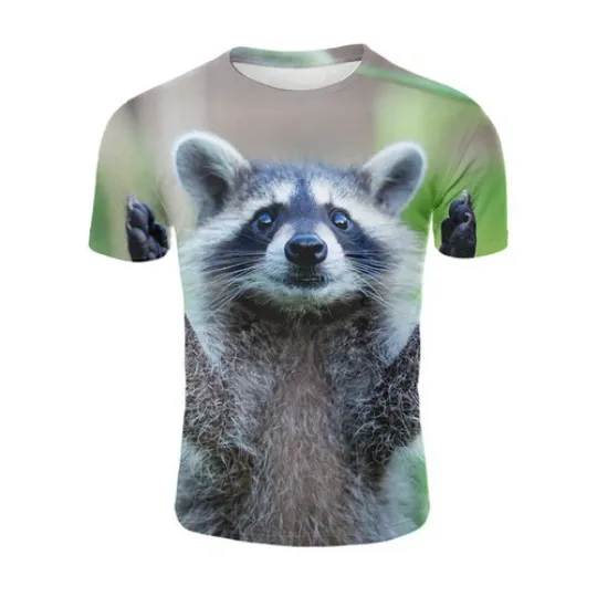 Discover Animal Raccoon 3D Print T-Shirt for Women and Men