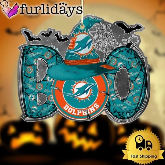 Personalized Miami Football Team Dolphins Boo Halloween Ornament Gift Decor