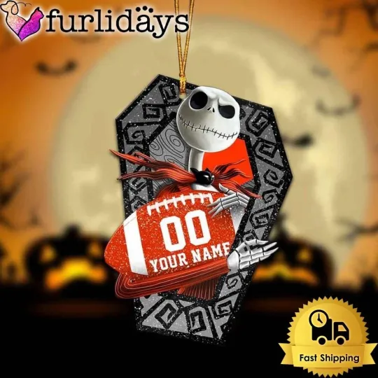 Personalized Cleveland Football Team Browns Jack Skellington Halloween Ornament