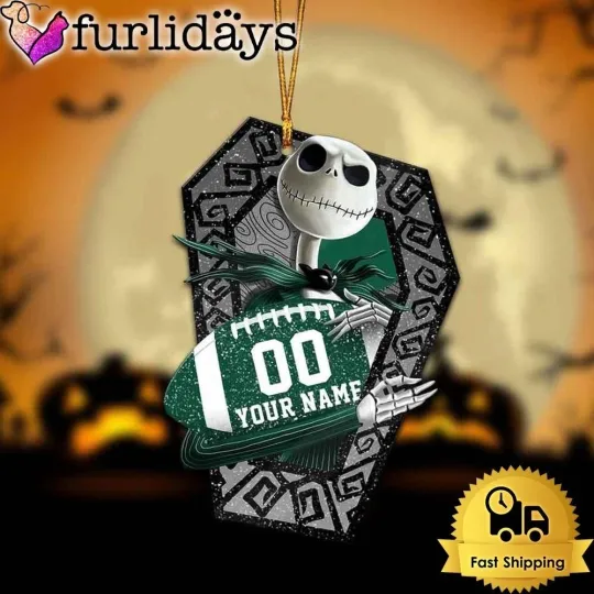 Personalized New York Football Team Jets Jack Skellington Halloween Ornament
