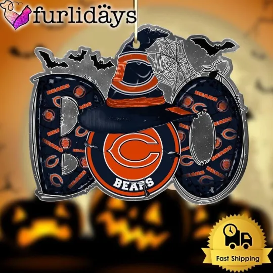 Personalized Chicago Football Team Bears Boo Halloween Ornament Gift Decor