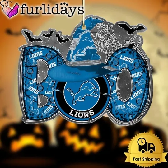 Discover Personalized Detroit Football Team Lions Boo Halloween Ornament Gift Decor