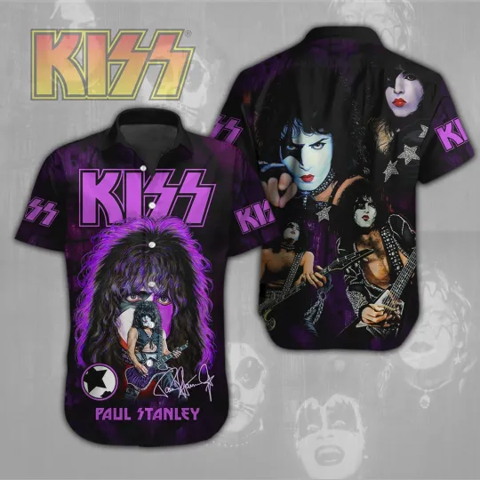 Kiss Band Short Sleeve Dress Hawaiian Shirt