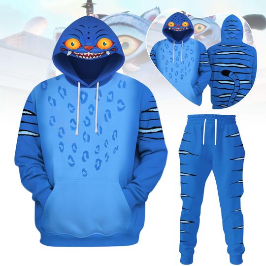 Derpy Tiger Costume Hoodie Jogger Kid Adult, Kpop Demon Hunters Costume Hoodie, Blue Tiger Sweatshirt, Huntrix Movie Cosplay Outfits