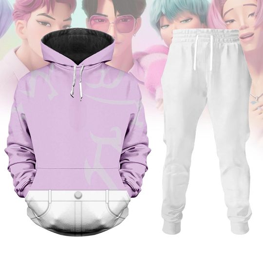 Kpop Demon Hunters Jinu Saja Pink Hoodie/Joggers, Jinu Saja Cosplay Costume, Saja Boys Shirt, Huntrix Shirt, Halloween Gift For Him Her