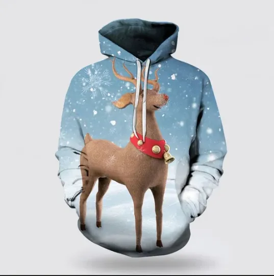 Rudolph Red Nosed Reindeer 3D Christmas Hoodie