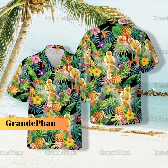 Tinker Bell Hawaiian Shirt, Fairy Tinkerbell Shirt, Neverland Tinkerbell Shirt, Peter Pan Wendy Shirt