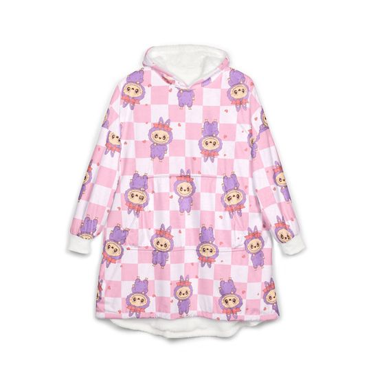 Pink Labubu Blanket Hoodie, Christmas Gift Idea