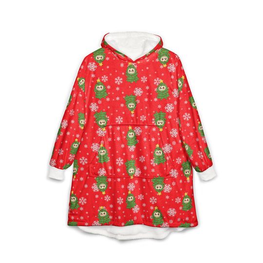 Labubu Christmas Tree Blanket Hoodie, Christmas Gift Idea