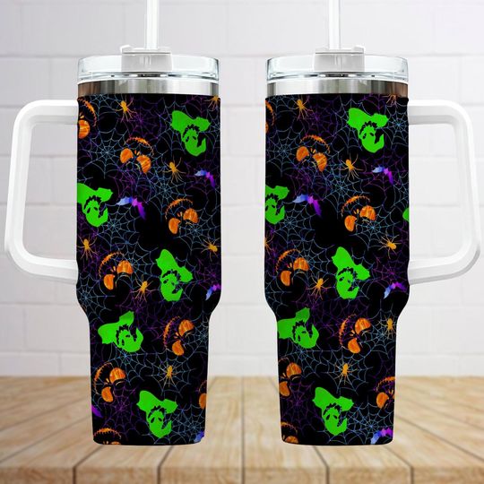 Halloween Nightmare Before Christmas Tumblers 40 Oz With Handle, Oogie Boogie Bash Tumbler, Jack Skellington Tumbler, Horror Characters Gift
