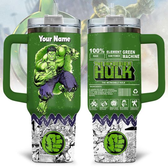 The Incredible Hulk Tumblers 40 Oz With Handle, Superhero Stainless Tumbler, Gift For Him