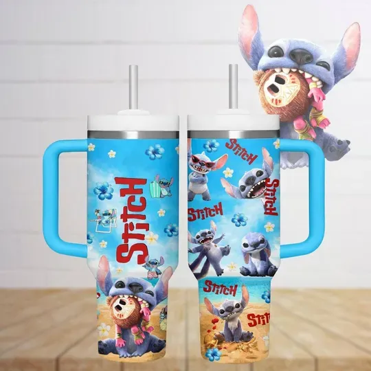 Discover Custom Lilo And Stitch Tumblers 40 Oz With Handle, Stitch Movie Coffee Tumbler, Disneyland Tumbler, Gift For Fan