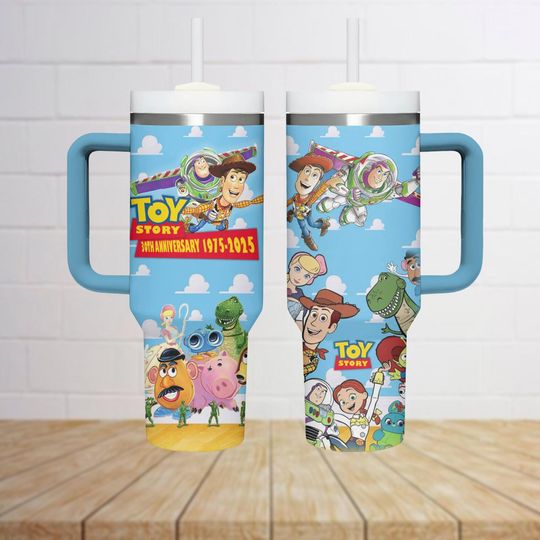 Toy Story Tumblers 40 Oz With Handle, Disney Pixar Tumbler, Woody Buzz Toy Story Gift, Disneyland Gift