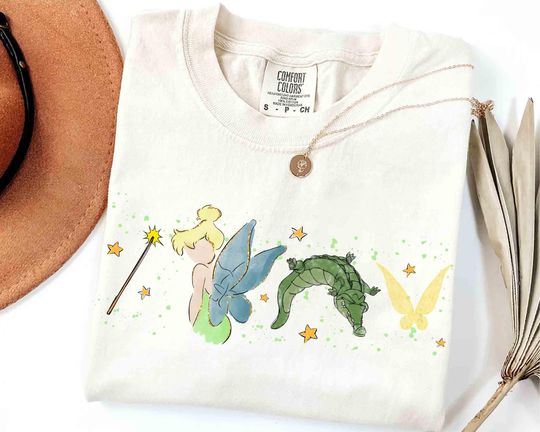 Discover Disney Peter Pan Tinker Bell Sketch T-Shirt, Tick-Tock Crocodile Tee, Captain Hook Tee, Girly Aesthetic Disney Girls Trip Tee
