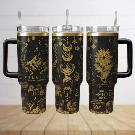 Velaris City of Starlight Engraved Tumblers 40 Oz With Handle, The Bat Boys Tumbler, Fantasy Book Lover Gift