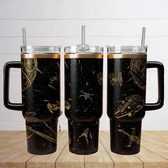 Star Wars Engraved Tumblers 40 Oz With Handle, Disney Movie Tumbler Cup, Galaxy's Edge Tumbler, Gift For Her